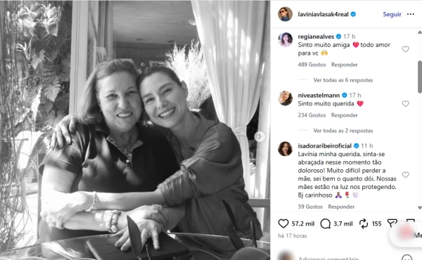 Lavinia Vlasak lamenta a morte da mãe e comentário de Nivea Stelmann repercute 34 NbDiqUTscqUXZOl5AHR84Sj1eMgXADkMXWT1ODlQ