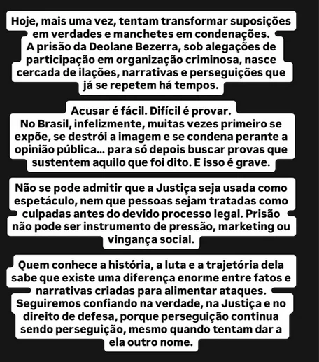 Daniele, irmã de Deolane Bezerra, protesta contra a prisão da influenciadora 34