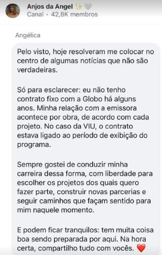 Angélica decide soltar o verbo sobre a sua situação na Globo após polêmica: ‘Eu não tenho…’ 34 miCyZZnukt1dOYnLQmVpl5gKPIyRFqKnGfWsVk2J
