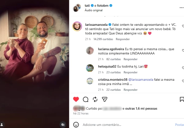 Larissa Manoela aproveita anúncio de gravidez de Tati Machado e leva fãs ao delírio: ‘notícia linda’ 34
