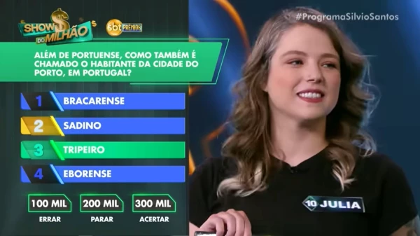 Participante do Show do Milhão chega à pergunta de R$ 300 mil e escolhe alternativa errada 34