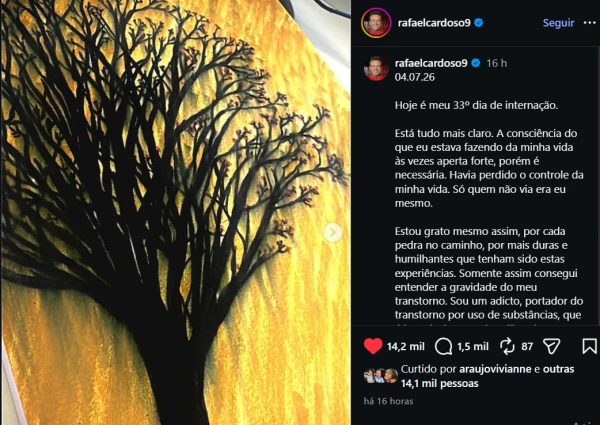 Rafael Cardoso desabafa sobre internação e revela real motivo do tratamento: ‘Mata humilhando’ 34 BmQF8YtvaHNBNtIaYavuA8HaL5rtiyaXUq1EEabC