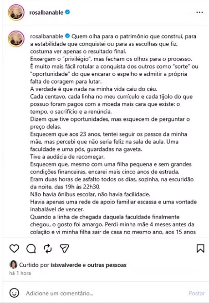 Mãe de Isis Valverde faz desabafo emocionante sobre trajetória marcada por perdas e sacrifícios 34
