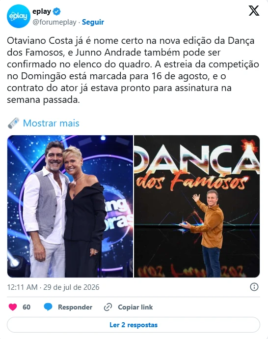 Dança dos Famosos tem estreia definida e dois artistas já aparecem como confirmados, diz colunista 34