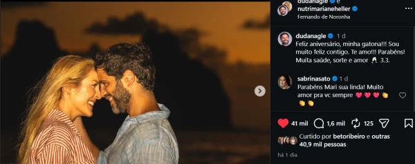 Duda Nagle posta foto apaixonada com namorada, faz declaração e comentário de Sabrina Sato chama atenção 34