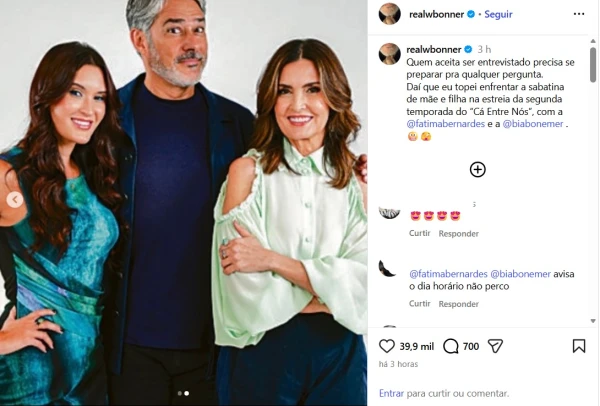 Bonner surge com Fátima Bernardes e a filha e pega o público de surpresa com revelação 34