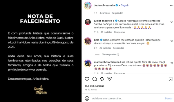 Morre Anita Nobre, mãe do cantor Dudu Nobre, e comunicado é feito 34 IVTYjzS3T9RXadE6JuLX3p4uL85UcNLB7L3BAXPd