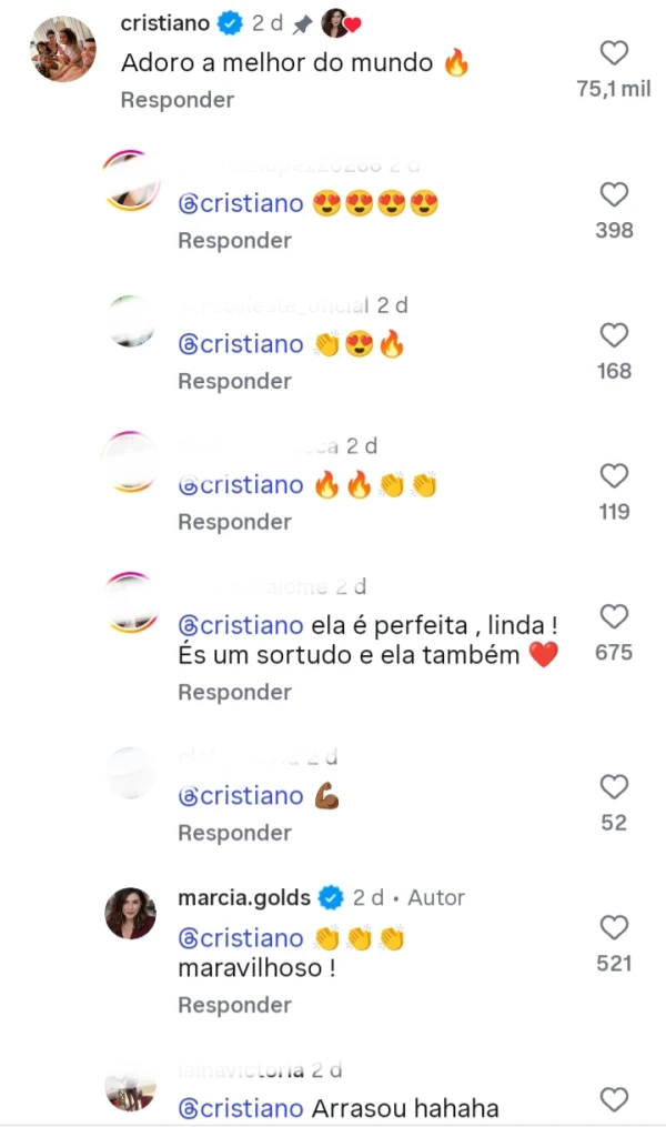 Comentário de Cristiano Ronaldo em post de Márcia Goldschmidt sobre sua esposa está dando o que falar 34 c2Gon39pf1XptWpJ8smcPw1sqq4Xp9bM9Zq24FBn