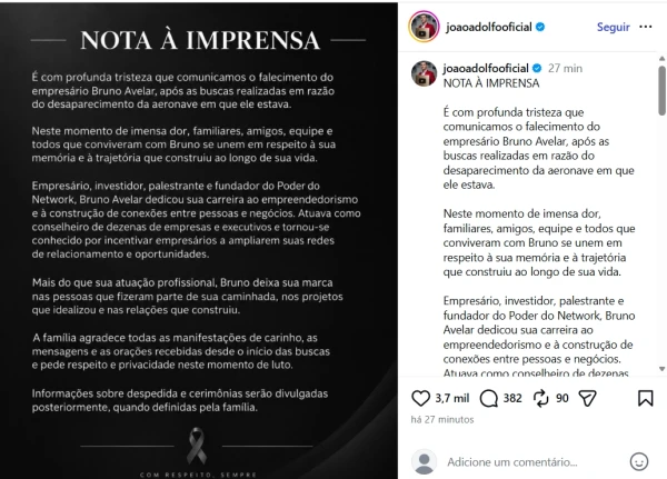 Família de empresário morto em queda de helicóptero com Rick lamenta tragédia: ‘Momento de imensa dor’ 34