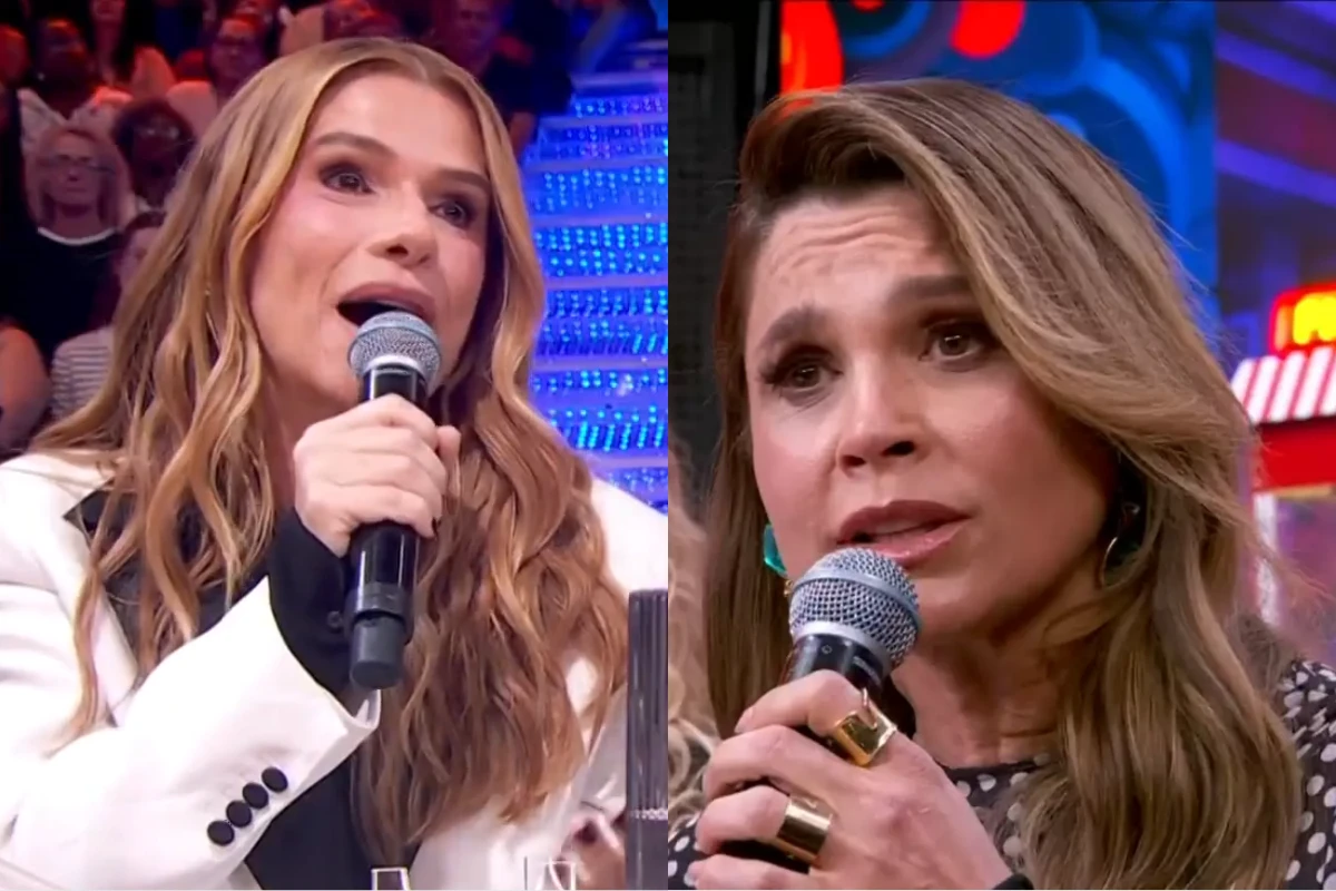 No Domingão, Ingrid Guimarães rebate Flávia Alessandra e dá ‘chega pra lá’ na atriz: ‘Não vem se…’