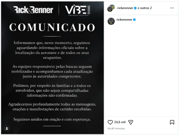 Manhã é iniciada com nota oficial sobre o cantor Rick e detalhes são divulgados: ‘As equipes…’ 34