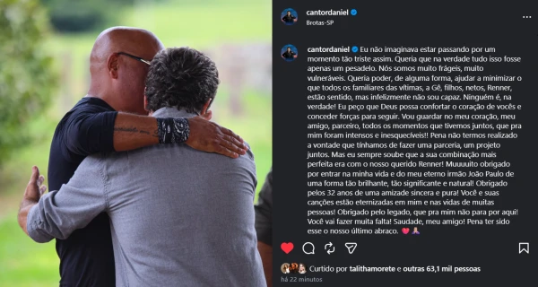 Após acidente que matou Rick, Daniel se manifesta e revela sentimento: ‘Muito frágeis’ 34 GdfIgKiFpJ6zCavOGUAJEzFyeu1LyslkOpJZb6dH