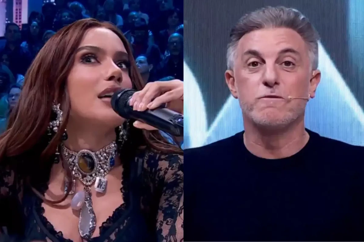 ‘Vai me interromper…’: Anitta faz crítica no palco do Domingão e Luciano Huck não se cala