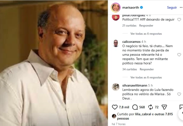 Em homenagem a ator falecido, Marisa Orth declara voto no PT e é detonada: ‘nem no momento triste…’ 34