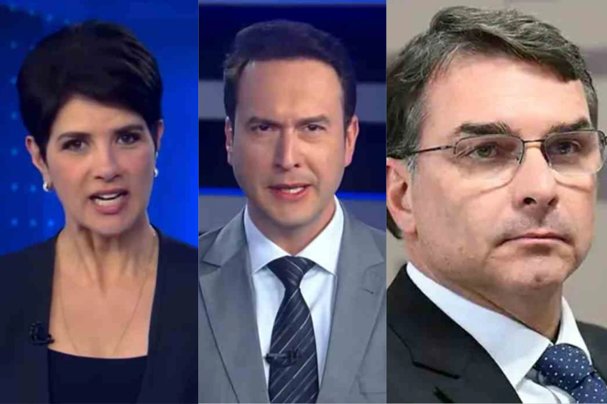 Mariana Godoy e Eduardo Ribeiro interrompem o Jornal da Record e confirmam notícia sobre Flávio Bolsonaro