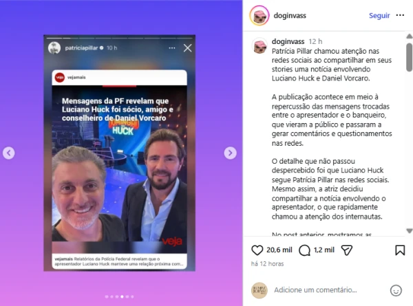 Patrícia Pillar causa climão ao compartilhar notícia polêmica sobre Luciano Huck e atitude dá o que falar 34 IG6jQrjuLFpNVagwVa99sj1ZFBgnLuYGOVuXrffI